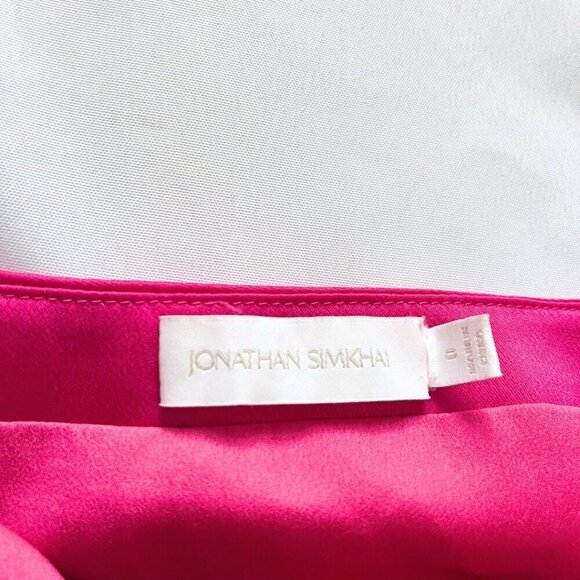 JONATHAN SIMKHAI HANSEL PINK SATIN HALTER SIDE SLIT EVENING FORMAL DRESS - 0 - Picture 10 of 13